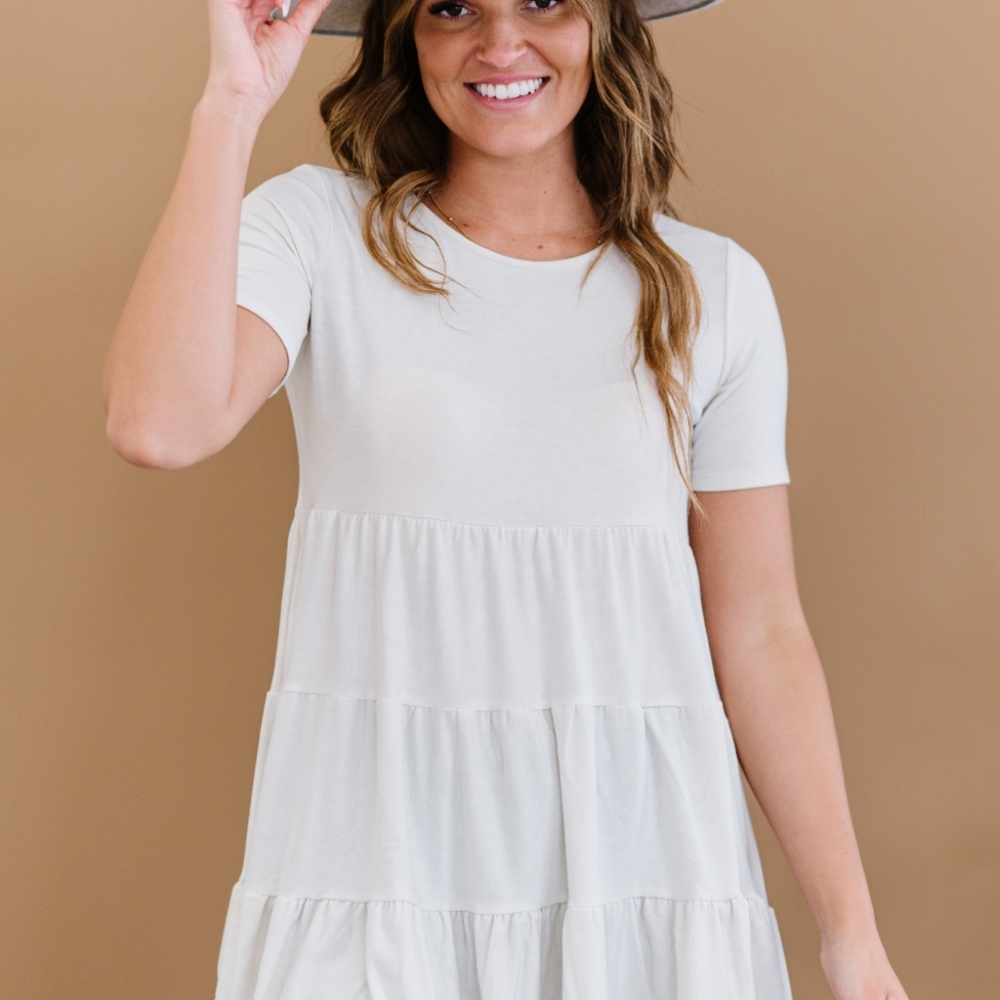 Zenana Tiered and True Full Size Tiered Babydoll Tunic in Bone